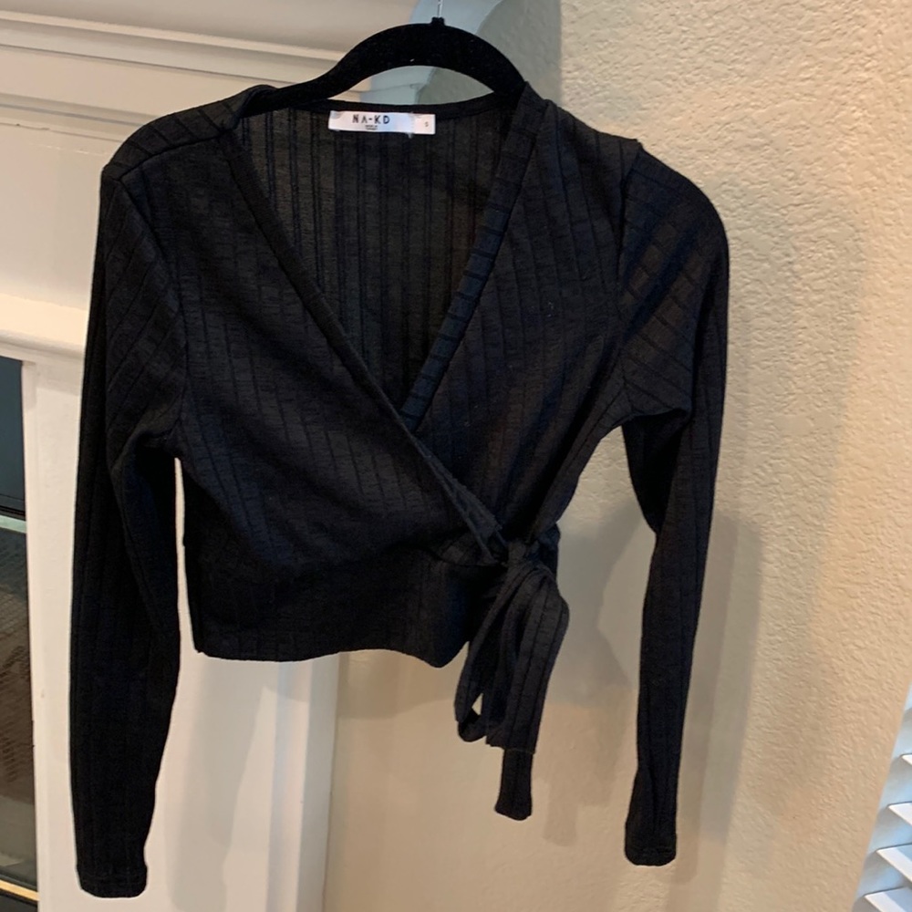 NA-KD front tie long sleeve